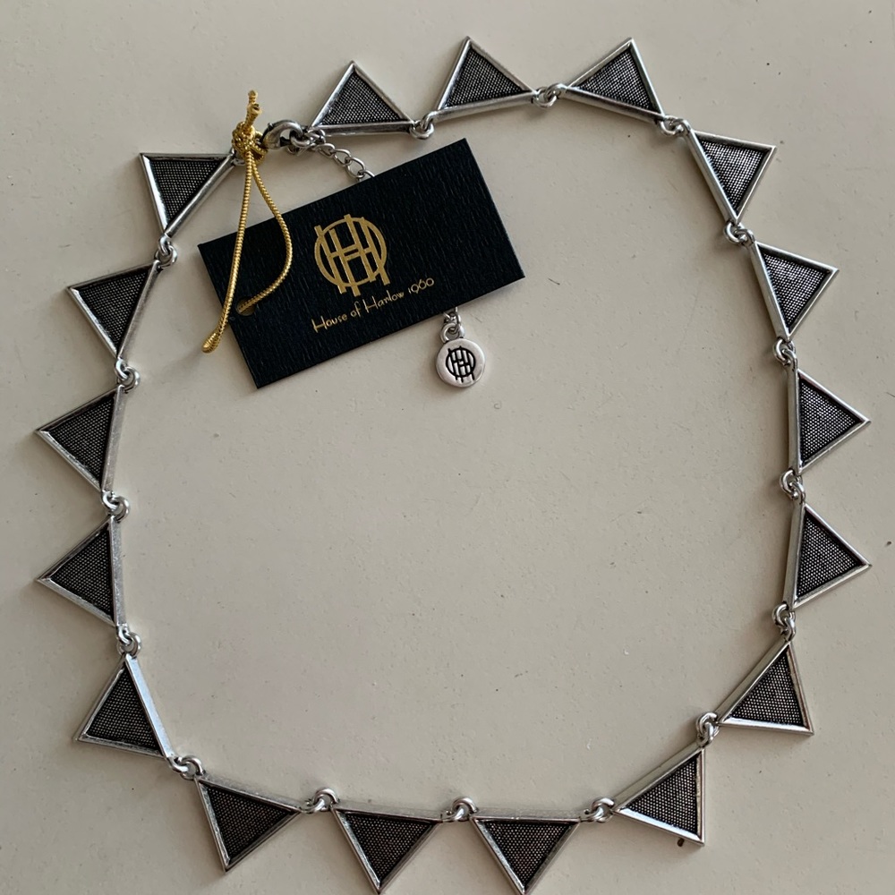 HOUSE OF HARLOW 1960 ETCHED TRIANGLE NECKLACE